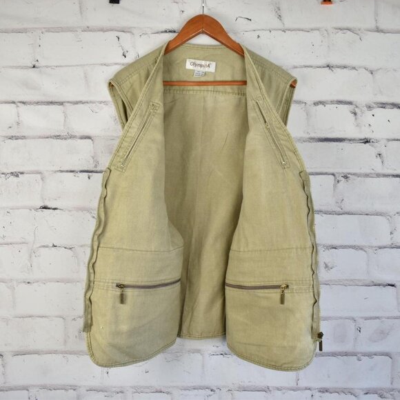 OlympinA Tan Cotton Twill Rugged Fishing Hunting Oversized Utility Vest XXL - Picture 6 of 8